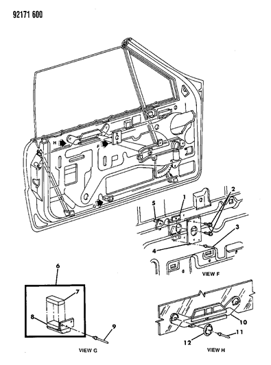 1992 Dodge Shadow Door, Front Diagram 4