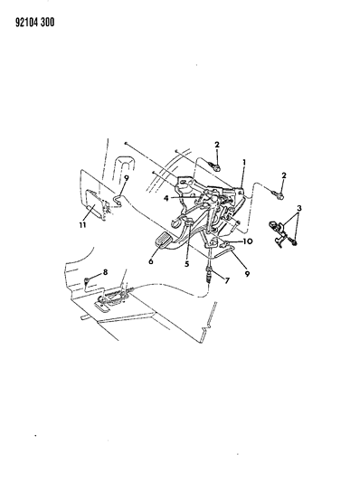 1992 Dodge Shadow Lever - Parking Brake Diagram