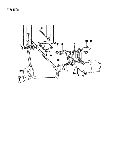 1989 Chrysler Conquest Mounting - A/C Compressor Diagram