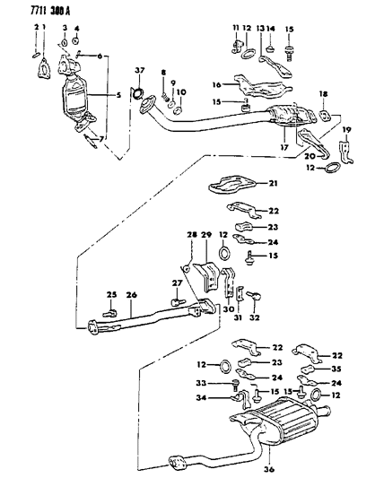 1988 Chrysler Conquest Exhaust System Diagram