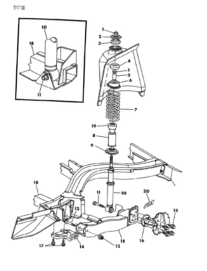 1985 Dodge Omni Suspension - Rear Diagram
