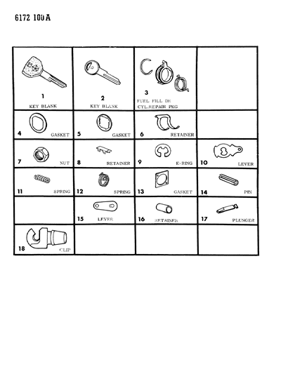 1986 Dodge Diplomat Lock Cylinders & Keys Diagram