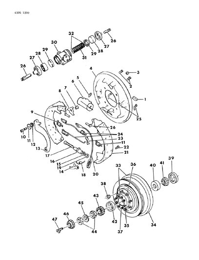 1984 Dodge W150 Brakes, Rear Diagram 1