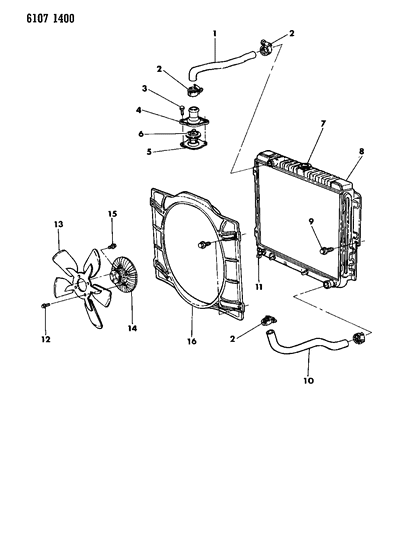 1986 Chrysler Fifth Avenue Radiator & Related Parts Diagram