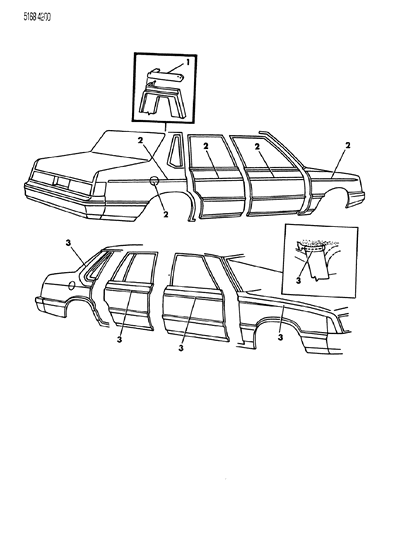 1985 Chrysler New Yorker Tape Stripes & Decals - Exterior View Diagram 3