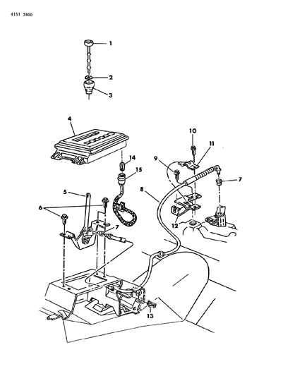 1984 Chrysler Laser Controls, Gearshift, Floor Shaft Diagram 1