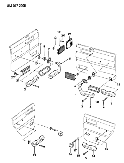 1986 Jeep Wagoneer Interior Trim Parts Diagram