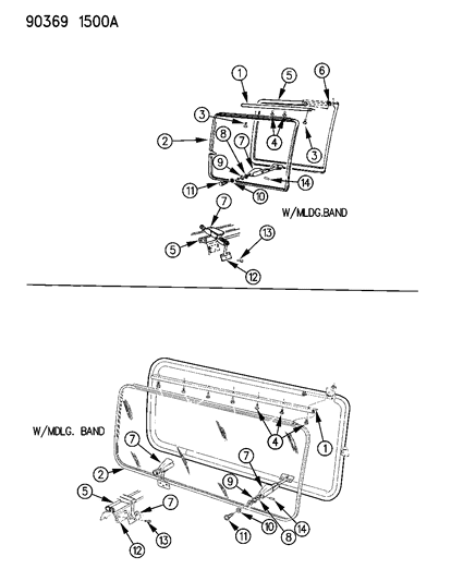 1991 Dodge Ram Van Windows - Vented Diagram