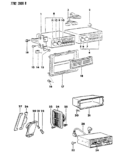 1988 Dodge Raider Radio & Speakers Diagram