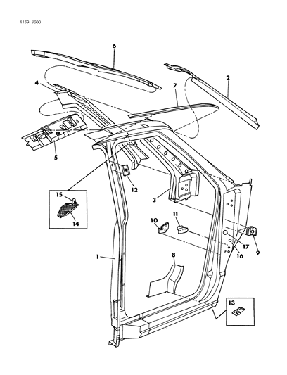 1984 Dodge Caravan Body Front Pillar Diagram