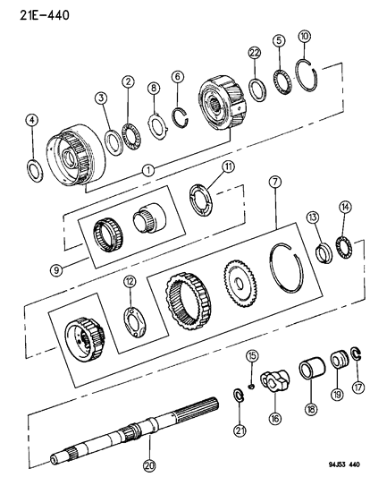 1996 Jeep Cherokee Gear Train & Output Shaft Diagram 2