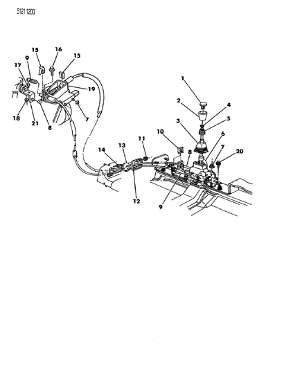 1985 Chrysler Laser Controls, Gearshift Diagram