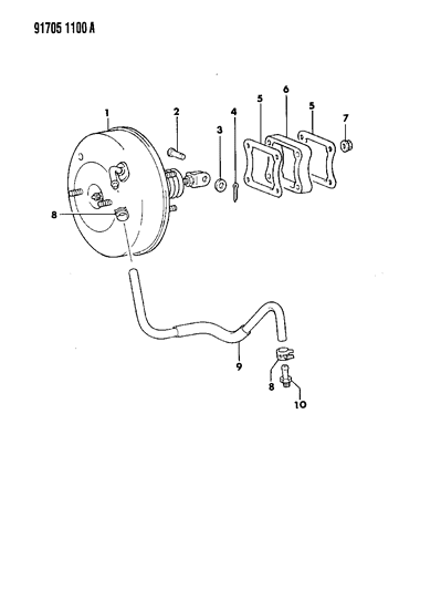 1991 Dodge Colt Booster, Power Brake Diagram 1