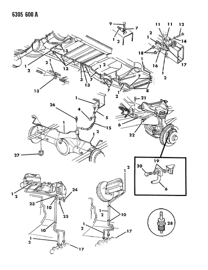 1986 Dodge Ram Van Lines & Hoses, Brake Diagram