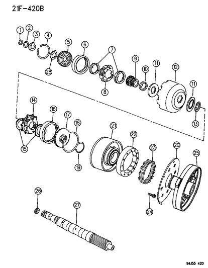 1996 Jeep Grand Cherokee Gear Train & Intermediate Shaft Diagram 2