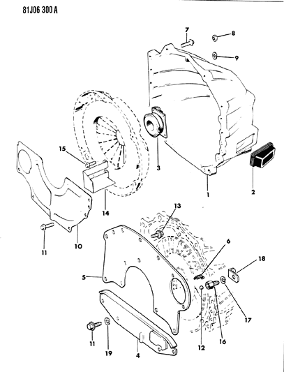 1984 Jeep Wrangler Bellhousing & Cover Diagram 2