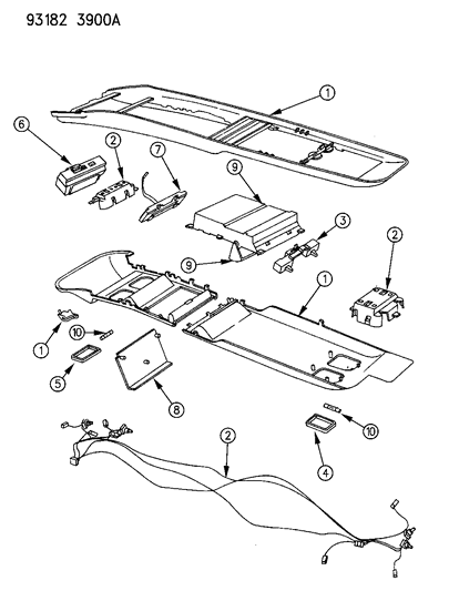 1993 Dodge Caravan Console, Overhead Diagram