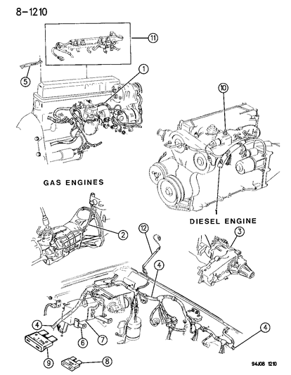1995 Jeep Cherokee Wiring - Engine & Related Parts Diagram