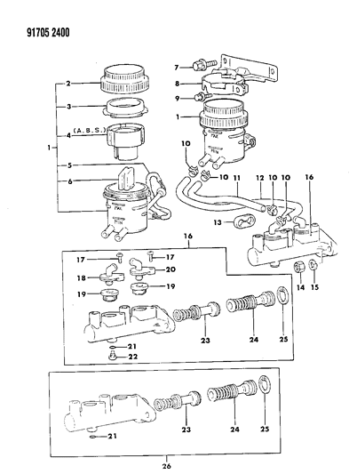 1991 Dodge Colt Seal-Brake Fluid Reservoir Diagram for MB238309