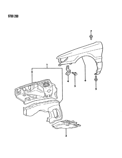 1989 Dodge Colt Fender Diagram