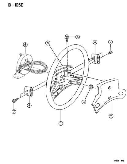 1995 Dodge Neon Gray Steering Wheel Air Bag Plymouth Diagram for 4856060