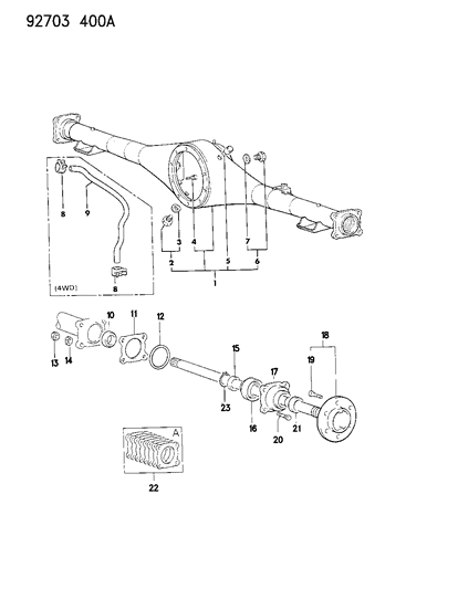 1992 Dodge Ram 50 Axle, Rear Housing And Shaft Diagram