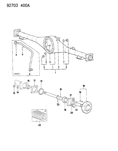 1992 Dodge Ram 50 RETAINER-Axle Shaft Diagram for MB664448