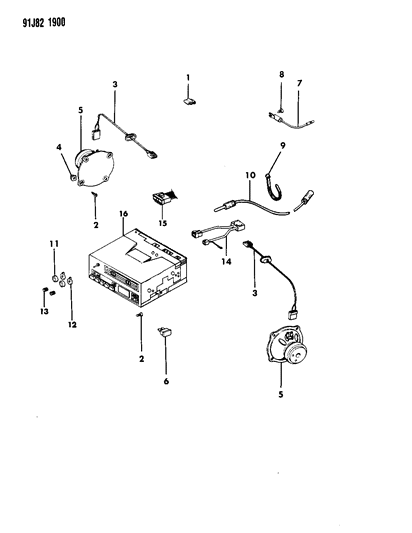 1991 Jeep Cherokee Radio Speakers & Knobs Diagram 2