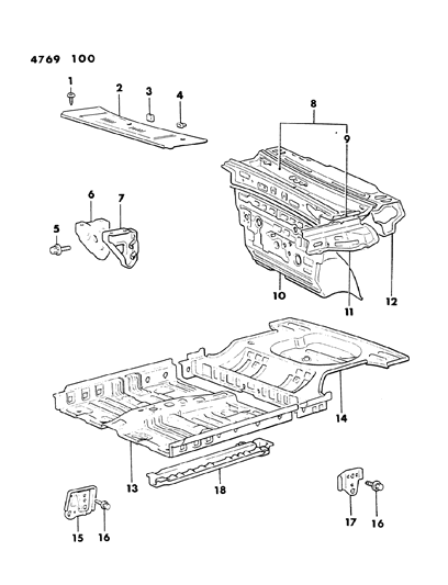 1984 Dodge Colt Body - Sheet Metal Diagram 1