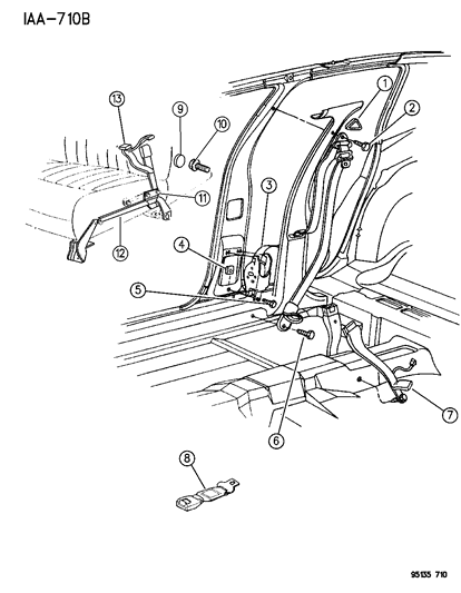 1995 Dodge Spirit Front Seat Belt Diagram for FR89PD5