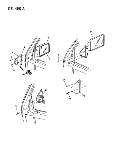 1986 Dodge Caravan Mirror - Exterior Diagram