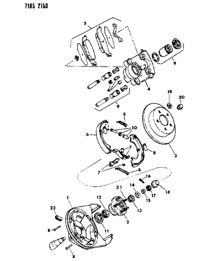 1987 Chrysler LeBaron GTS Brakes, Rear Disc Diagram