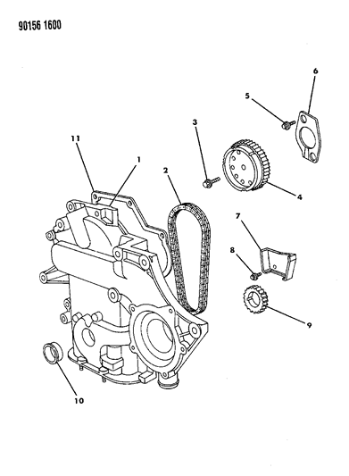 1990 Chrysler New Yorker Timing Belt / Chain & Cover & Intermediate Shaft Diagram