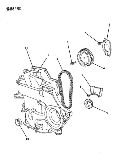 1990 Chrysler Town & Country Timing Belt / Chain & Cover & Intermediate Shaft Diagram 2