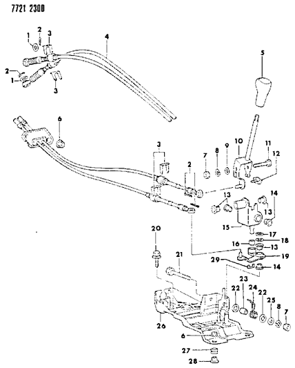 1988 Dodge Colt Controls, Gearshift Diagram