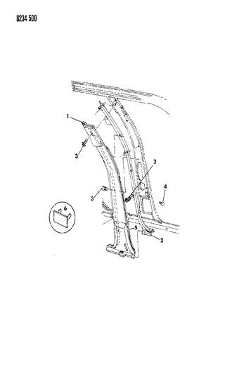 1988 Chrysler LeBaron Base B-Pillar Trim Diagram