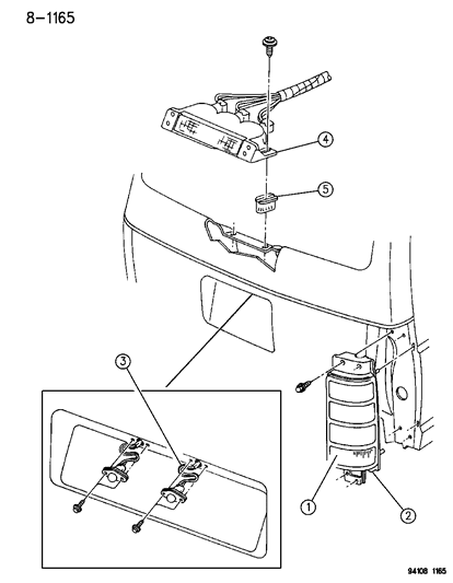 1995 Dodge Grand Caravan Bracket Tail Lamp Attach R/L Diagram for 4399731