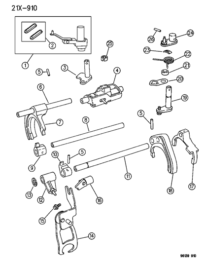 1996 Chrysler Sebring Fork & Rail Diagram