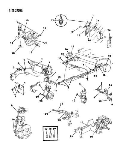 1989 Dodge Lancer Lines & Hoses, Brake Diagram