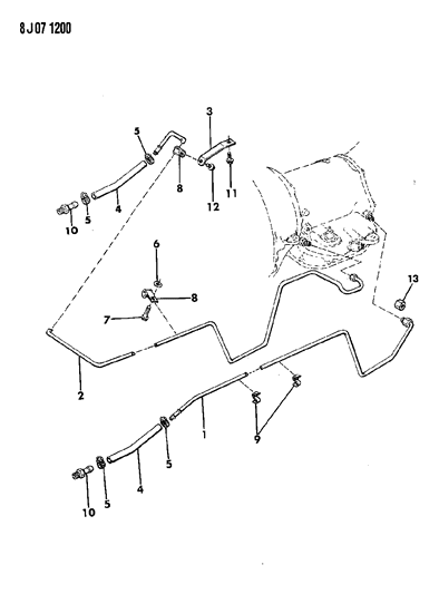 1989 Jeep Wrangler Tube Oil Trans Return Asm Diagram for 53002013