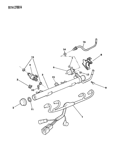 1989 Chrysler TC Maserati Fuel Rail & Related Parts Diagram 2