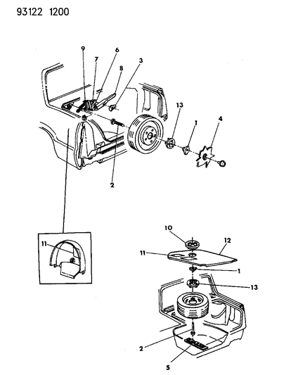 1993 Chrysler New Yorker Salon Jack & Spare Tire Stowage Diagram