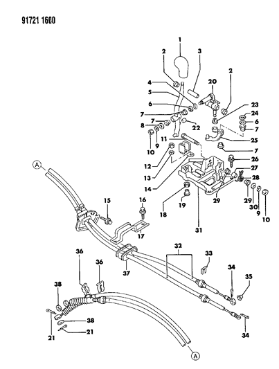 1991 Dodge Stealth Controls, Shift Diagram