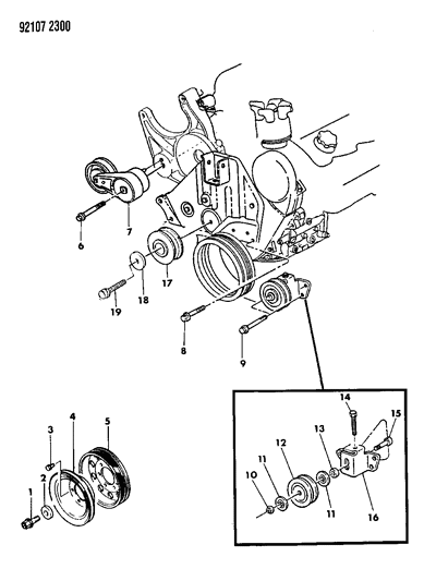 1992 Chrysler New Yorker Drive Pulleys Diagram 2