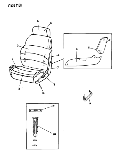1991 Chrysler LeBaron GTC Front Seat Diagram 1