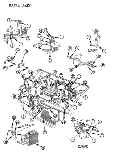 1993 Dodge Grand Caravan Plumbing - A/C & Heater Diagram 3