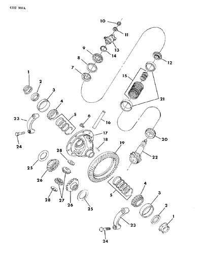 1984 Dodge D150 Differential - Front Axle Diagram 1