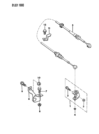 1986 Jeep Comanche Controls, Gearshift, Column Mounted Diagram