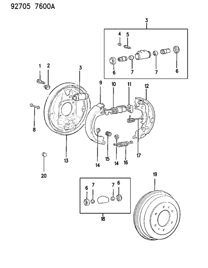 1993 Dodge Ram 50 Wheel Cylinder-Disc Brake Diagram for MB534324