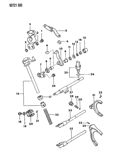 1990 Dodge Colt Control, Shift Diagram 1